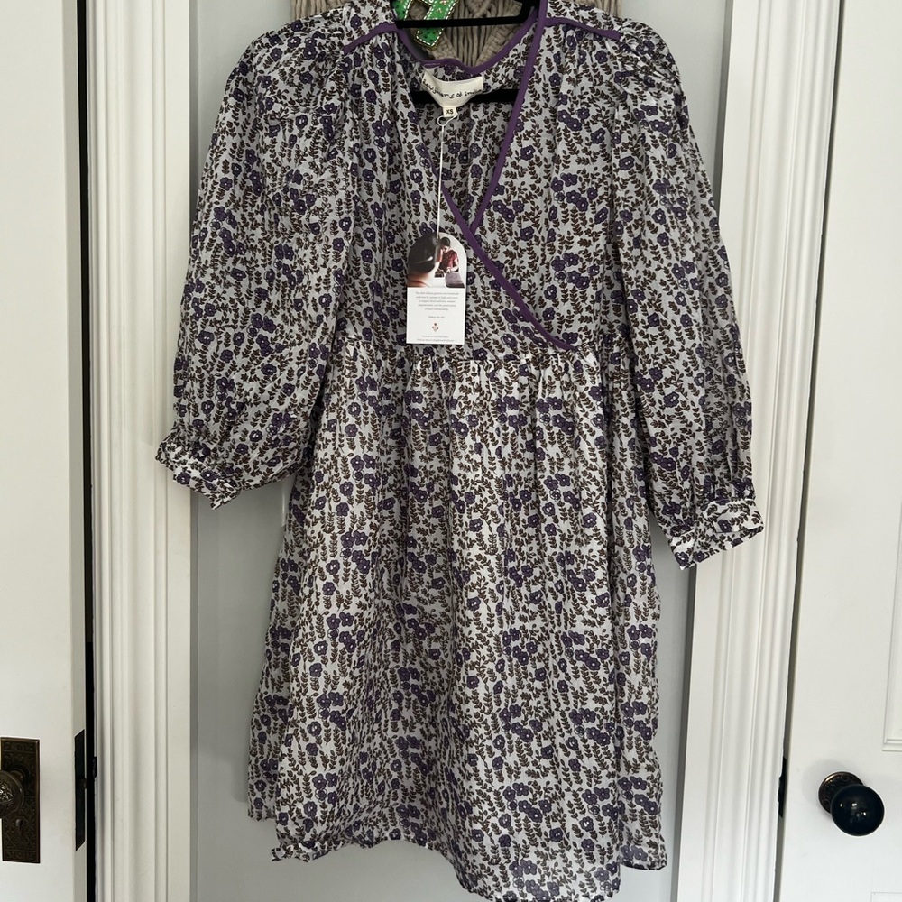 Daughters of India Violet and Cream Mini Dress